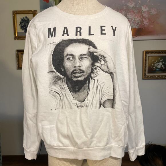 Zion Bob Marley Sweatshirt Size Large White - Picture 1 of 6
